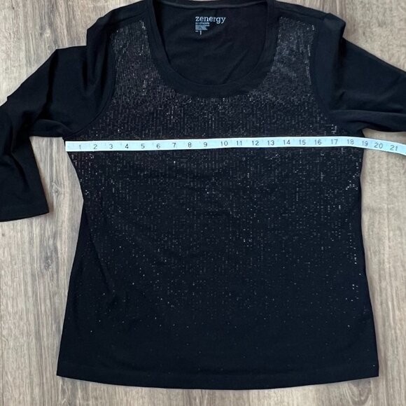 Chico's Zenergy Mini Stud Sparkle Black Top Sz 1 (8) - Picture 8 of 12